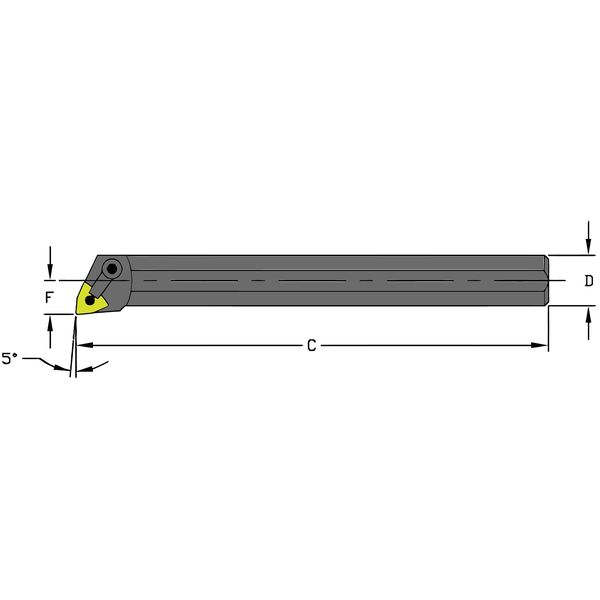 Ultra-Dex Usa Indexable Boring Bar, A12R MWLNR3, 8 in L, High Speed Steel, Trigon Insert Shape A12R MWLNR3