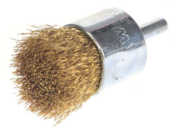 Weiler Crimped Wire End Wire Brush, Brass, 1" 93804