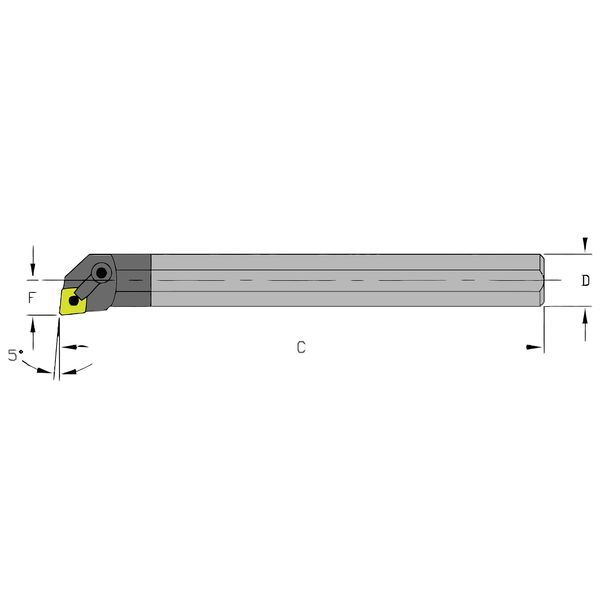 Ultra-Dex Usa Indexable Boring Bar, E12S MCLNR3, 10 in L, Carbide, 80 Degrees  Diamond Insert Shape E12S MCLNR3