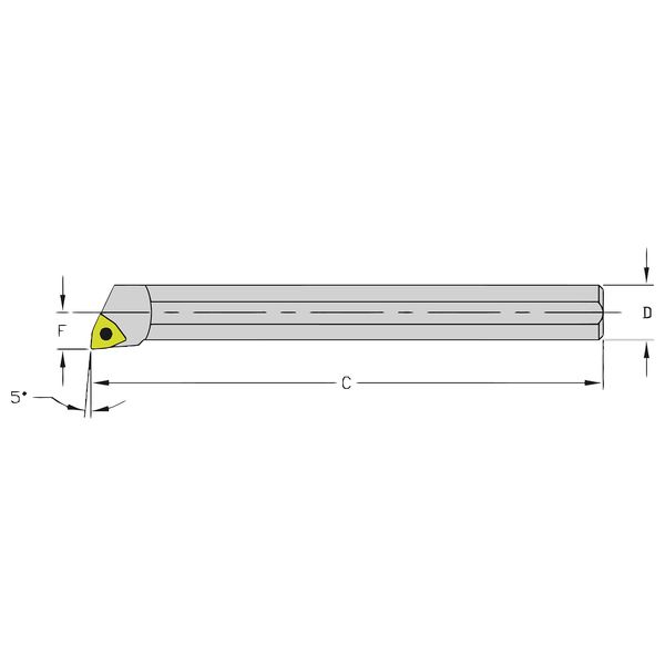 Ultra-Dex Usa Indexable Boring Bar, HM08Q SWLCR2, 7 in L, Heavy Metal, Trigon Insert Shape HM08Q SWLCR2-281