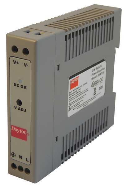 Dayton DC Power Supply, 90/264V AC, 24V DC, 30W, 1.25A, DIN Rail 33NT19