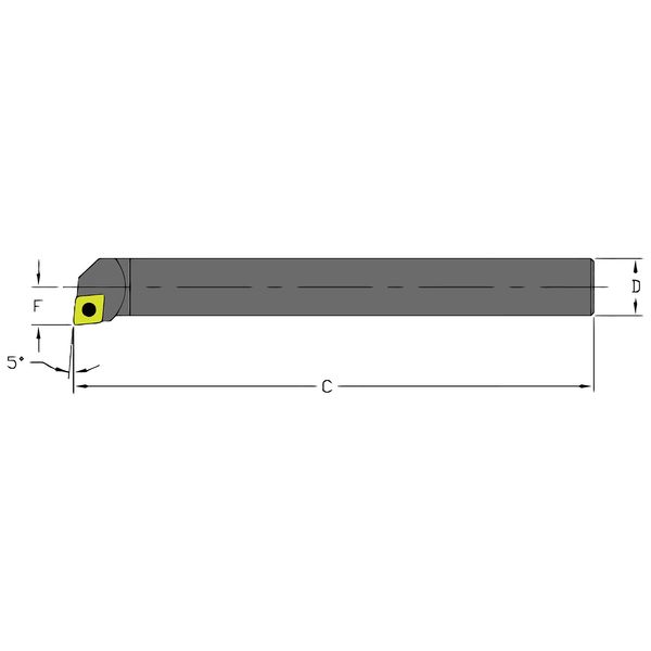 Ultra-Dex Usa Indexable Boring Bar, D10X SCLCR3, 9 in L, High Speed Steel, 80 Degrees  Diamond Insert Shape D10X SCLCR3