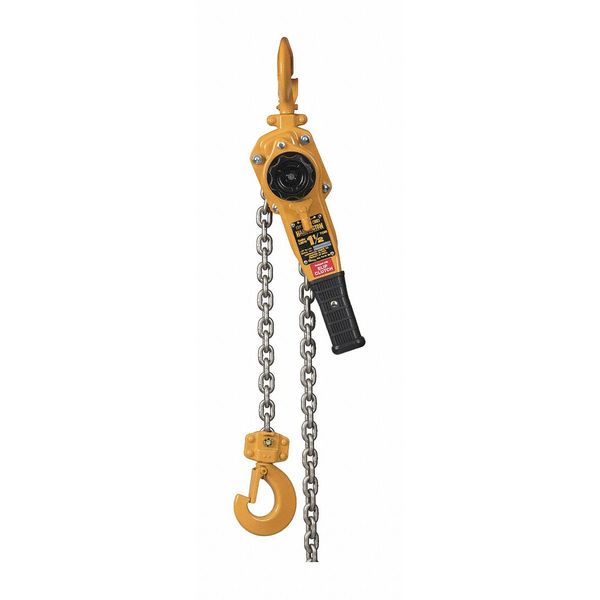 Harrington Lever Chain Hoist, 3,000 lb Load Capacity, 10 ft Hoist Lift, 1 in Hook Opening LB015-10-SC-SYH