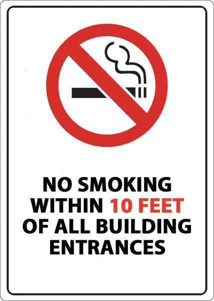Zing No Smoking Window Decal, 7" H, 5 in W, Plastic, Rectangle, English, 1875D 1875D