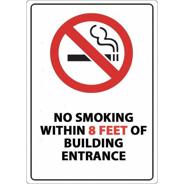 Zing No Smoking Sign, 10" H, 7 in W, Plastic, Rectangle, English, 1878 1878