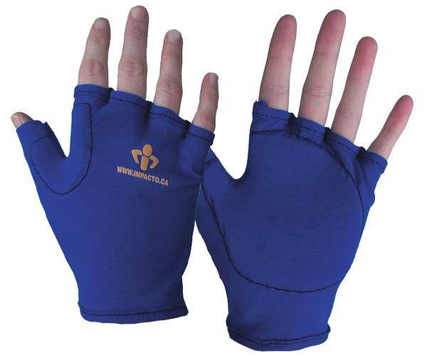 Impacto Impact Gloves, L, Bl/Yllw, Fingerless, Left 50220110041