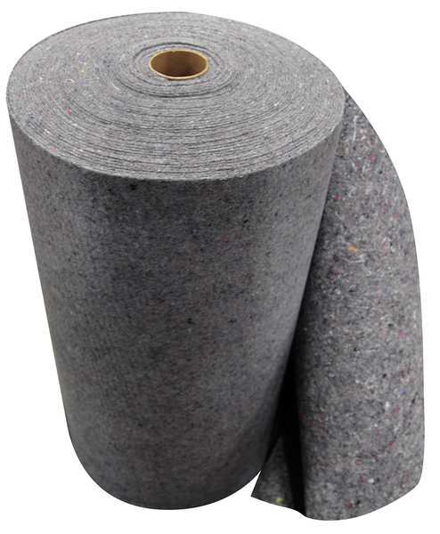 Spilfyter Sorbents, 50 gal, 18 in x 150 ft, Universal, Gray, Muli-Color, Cotton, Polyester 521048
