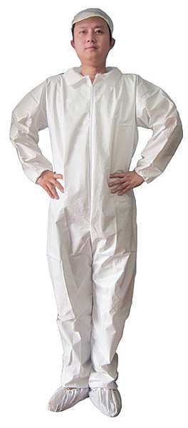 Keystone Safety Collared Disposable Coveralls, 2XL, 25 PK, White, KeyGuard(R), Zipper CVL-KG-2XL