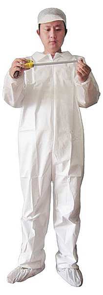 Keystone Safety Collared Disposable Coveralls, L, 25 PK, White, KeyGuard(R), Zipper CVL-KG-E-LRG