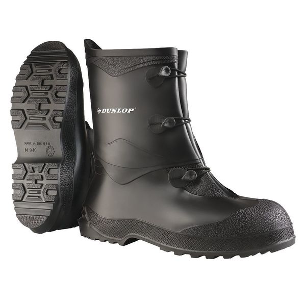 Dunlop Overshoes, L, PVC, Lug, 12inH, Black, PR 8980200