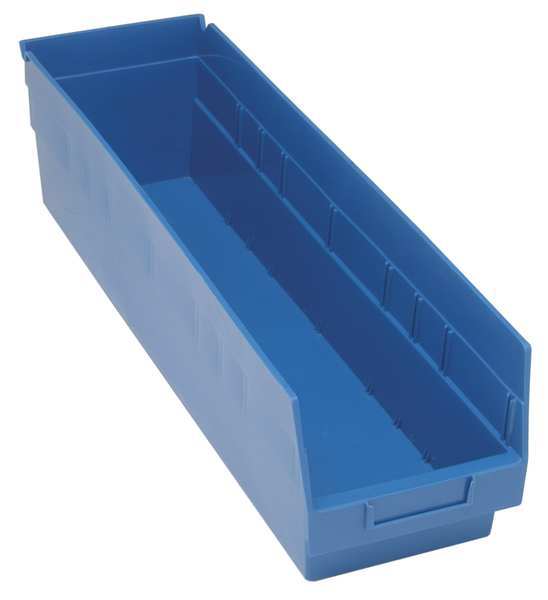 Quantum Storage Systems 60 lb Shelf Storage Bin, Polypropylene, 6 5/8 in W, 8 in H, 23 5/8 in L, Blue QSB806BL