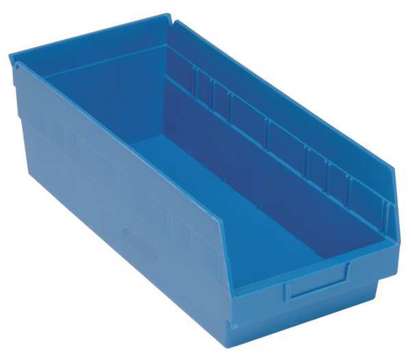 Quantum Storage Systems 60 lb Shelf Storage Bin, Polypropylene, 8 3/8 in W, 8 in H, Blue, 17 7/8 in L QSB808BL