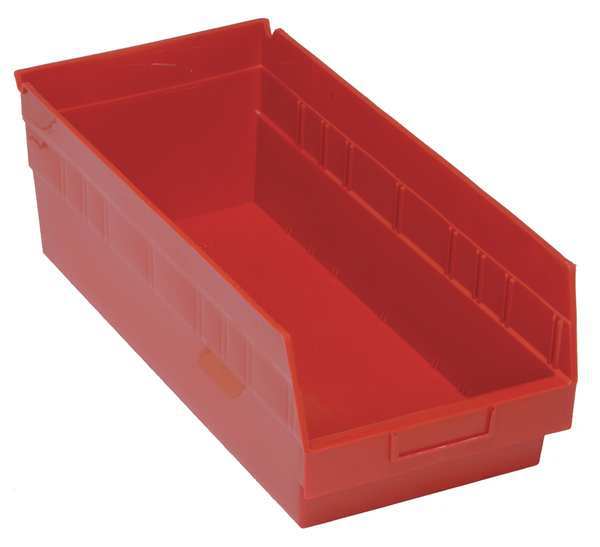 Quantum Storage Systems 60 lb Shelf Storage Bin, Polypropylene, 8 3/8 in W, 8 in H, 17 7/8 in L, Red QSB808RD