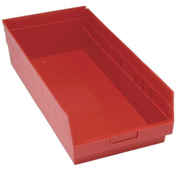 Quantum Storage Systems 75 lb Shelf Storage Bin, Polypropylene, 11 1/8 in W, 8 in H, 23 5/8 in L, Red QSB816RD