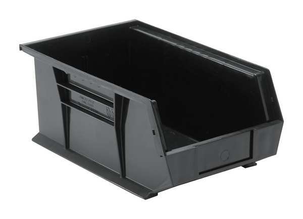 Quantum Storage Systems 75 lb Hang & Stack Storage Bin, Polypropylene, 8 1/4 in W, 6 in H, 13 5/8 in L, Black QUS241BK