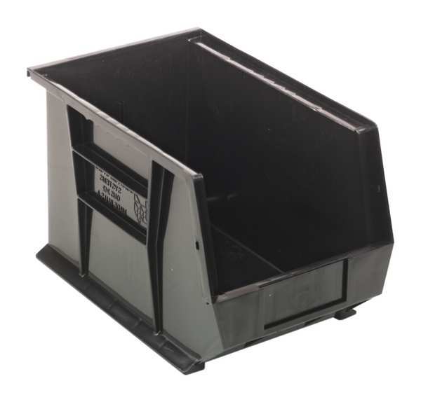 Quantum Storage Systems 75 lb Hang & Stack Storage Bin, Polypropylene, 8 1/4 in W, 8 in H, 13 5/8 in L, Black QUS242BK