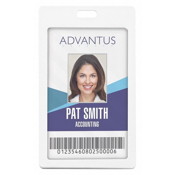 Advantus Vertical Rigid ID Badge Holder, Wht, PK6 97066