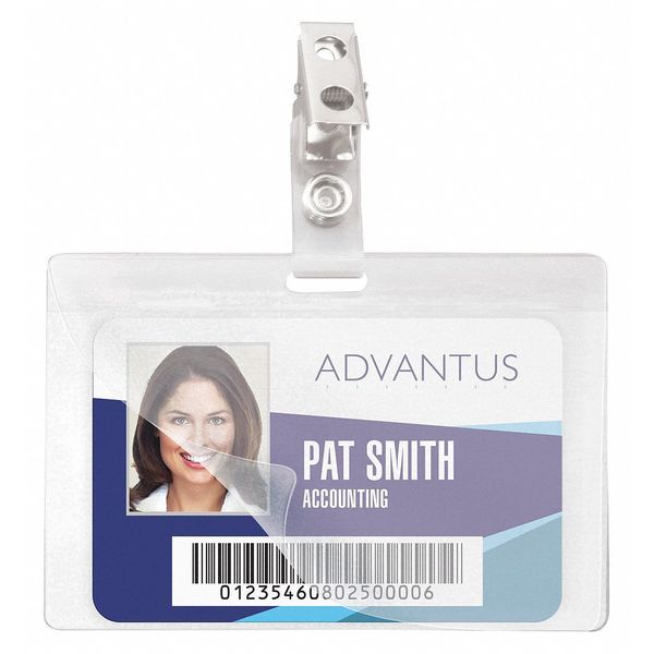 Advantus Strap Clip Self-Lam Badge Holder, PK25 97101