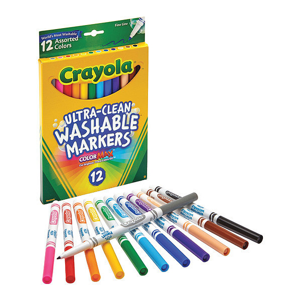 Crayola Red, Orange, Yellow, Green, Blue, Violet, Brown, Black, Gray, Flamingo Pink, Sandy Tan 12 PK 587813