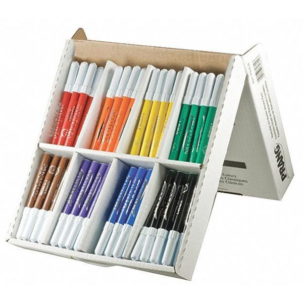 Prang Blue, Black, Green, Orange, Purple, Yellow, Red, Brown Bullet Tip Washable Master Pack Art Markers 80614