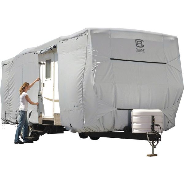 Classic Accessories Travel Trailer RV Cover, 20 ft-22 ft, Grey 80-135-151001-00