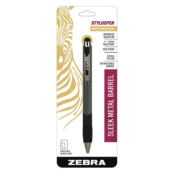 Zebra Pen Pen, Stylus, Bp, Retrct, 1.0, Gy 33301