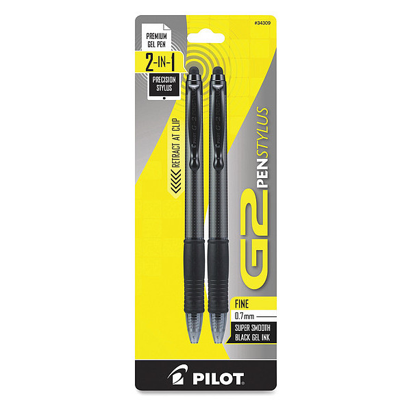 Pilot Pen, Stylus, G2, Fine, Blk, PK2 34309