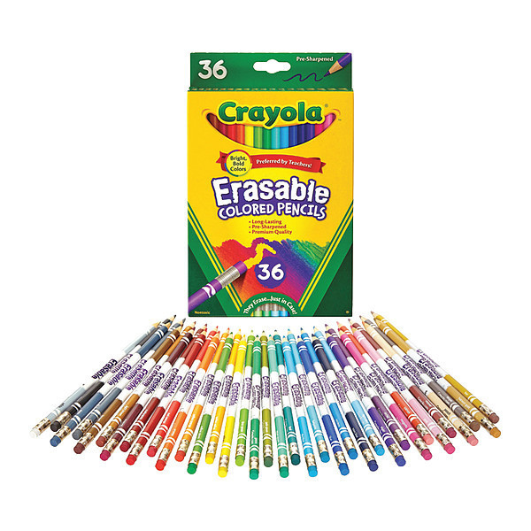Crayola Pencil, Color, Erasable, PK36 681036