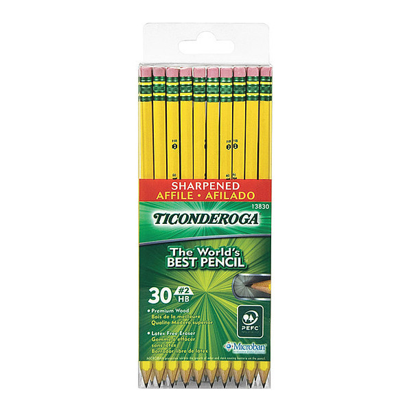 Ticonderoga Pencil, Wood, #2, Preshrp, PK30 13830