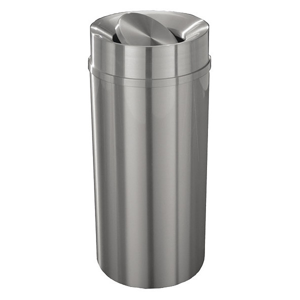 Glaro 16 gal Round Trash Can, Satin Aluminum, 15 in Dia, Swing, Aluminum TA1533-SA-SA