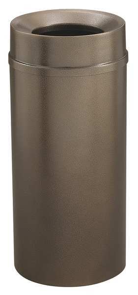 Glaro 16 gal Round Trash Can, Bronze Vein, 15" Dia, Open Top, Steel F1551-BV-BV