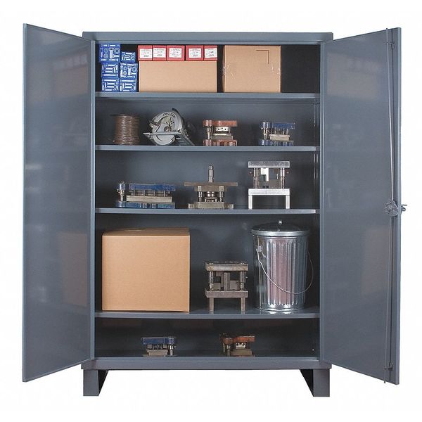 Durham Mfg 14 ga. ga. Steel Storage Cabinet, 60 in W, 78 in H, Stationary 3704-4S-95