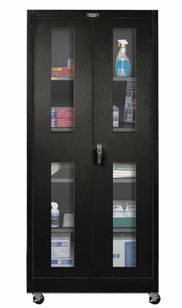 Hallowell Clearview Door Storage Cabinet, 36 in W, 72 in H, 24 in D, Black 415S24SVM-ME