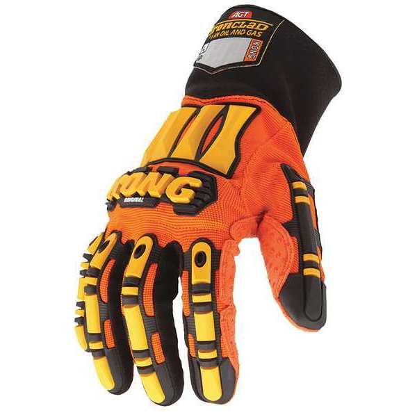 Ironclad Performance Wear Mechanics Gloves, 2XL, Orange/Black, Ribbed Nylon SDX2-06-XXL