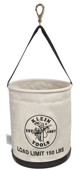 Klein Tools Canvas Bucket, All-Purpose with Swivel Snap and Drain Holes, 12- Inch 5109SLR Zoro