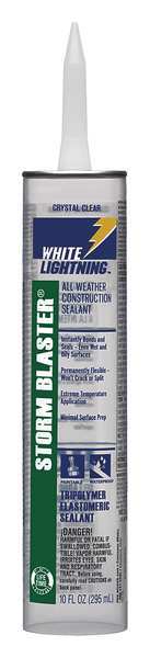 White Lightning Construction Sealant, 10 oz, Cartridge, Clear, Hybrid Base W41401010