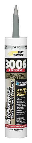 White Lightning Caulk, 10 oz, Cartridge, Gray, Acrylic Base W11004010