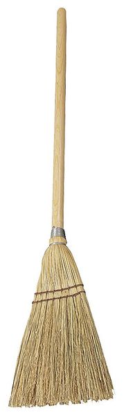 Tough Guy 7 in Sweep Face Broom, Soft/Stiff Combination, Natural, Tan, 28 in L Handle 34F929