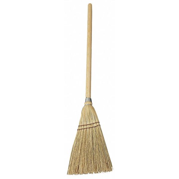 Tough Guy 7 in Sweep Face Broom, Soft/Stiff Combination, Natural, Tan, 21 in L Handle 34F930