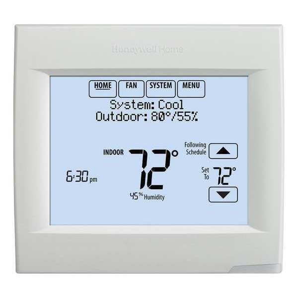 Honeywell Home Programmable Thermostat, 7 or Nonprogrammable Programs, 1 H 1 C, Hardwired/Battery, 18/30VAC TH8110R1008