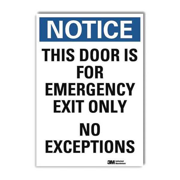 Lyle Emergency Exit Sign, English, 10" W, 14" H, Vinyl, White U5-1551-RD_10X14