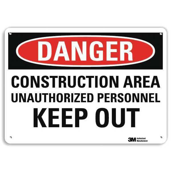 Lyle Danger Sign, 10 in H, 14 in W, Aluminum, Vertical Rectangle, English, U3-1246-RA_14X10 U3-1246-RA_14X10