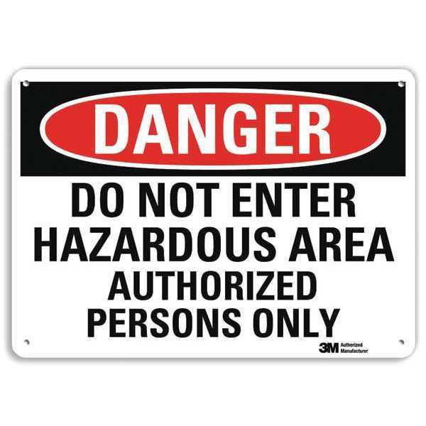 Lyle Danger Sign, 10 in H, 14 in W, Aluminum, Vertical Rectangle, English, U3-1320-RA_14X10 U3-1320-RA_14X10