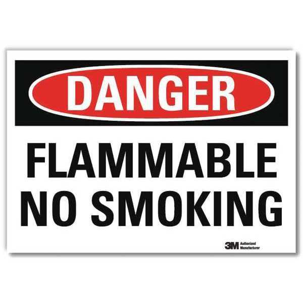 Lyle Danger No Smoking Sign, 7" H, 10" W, Reflective Sheeting, Vertical Rectangle, U3-1505-RD_10X7 U3-1505-RD_10X7