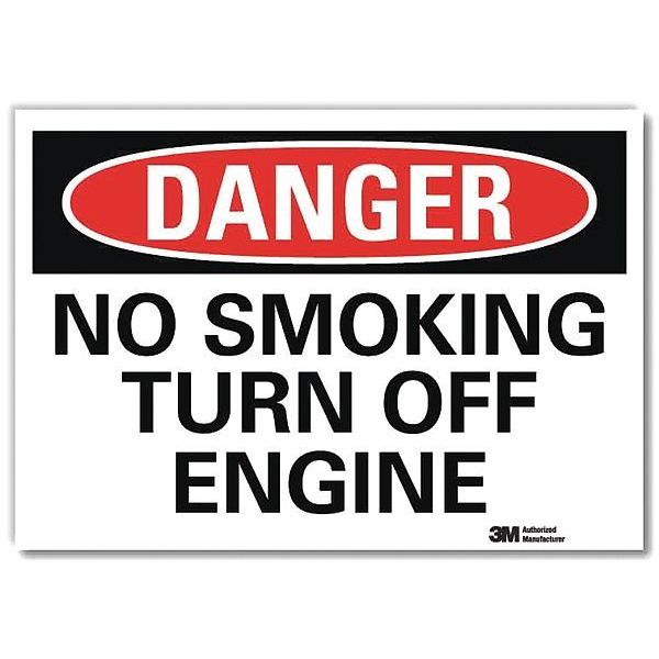 Lyle Danger No Smoking Sign, 10" H, 14 in W, Reflective Sheeting, Horizontal Rectangle, U3-1859-RD_14X10 U3-1859-RD_14X10