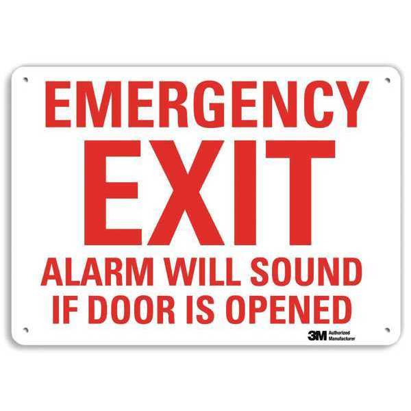 Lyle Emergency Exit Sign, English, 10" W, 7" H, Recycled Aluminum, White U7-1078-NA_10x7