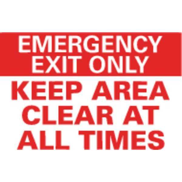 Lyle Emergency Exit Sign, English, 10" W, 7" H, Vinyl, Red, White U7-1088-RD_10X7