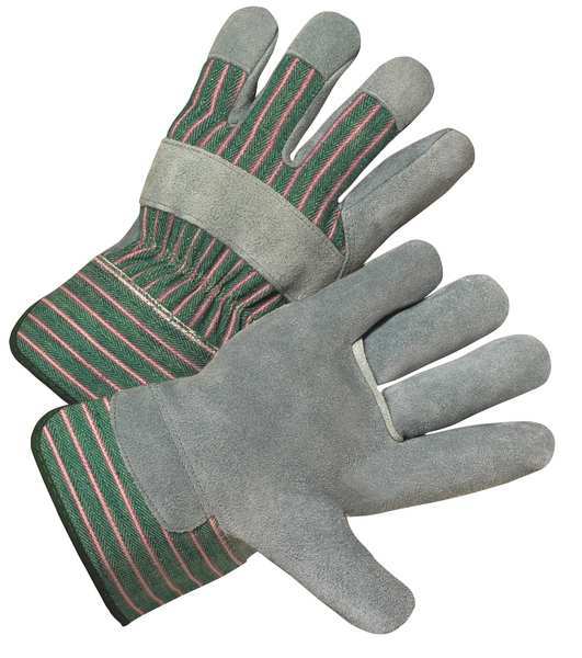 West Chester Protective Gear Leather Palm Glove, Right Hand, Green/Pink 500RHO-EA