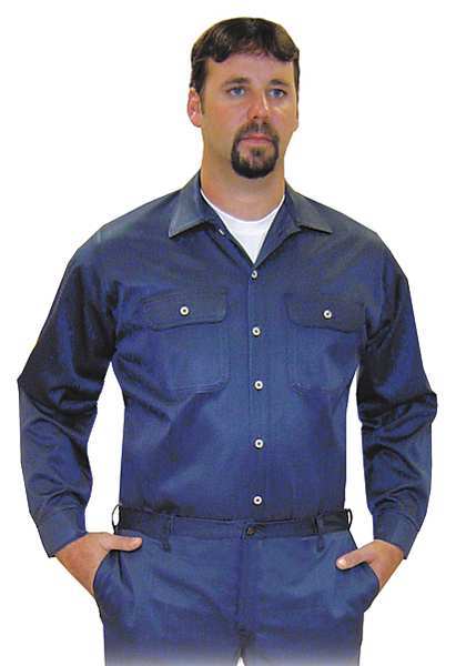 Steel Grip Flame Resistant Collared Shirt, Navy, Vinex(R), 3XL NBV8 9575