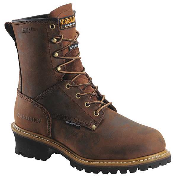 Carolina Shoe Wrk Boots, Mens, 9, D, Insulated, 8inH, Brn, PR CA4821